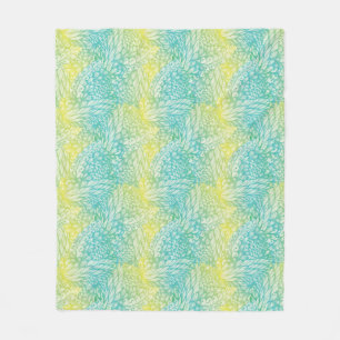 Couverture Polaire Gradient jaune et bleu vintage floral