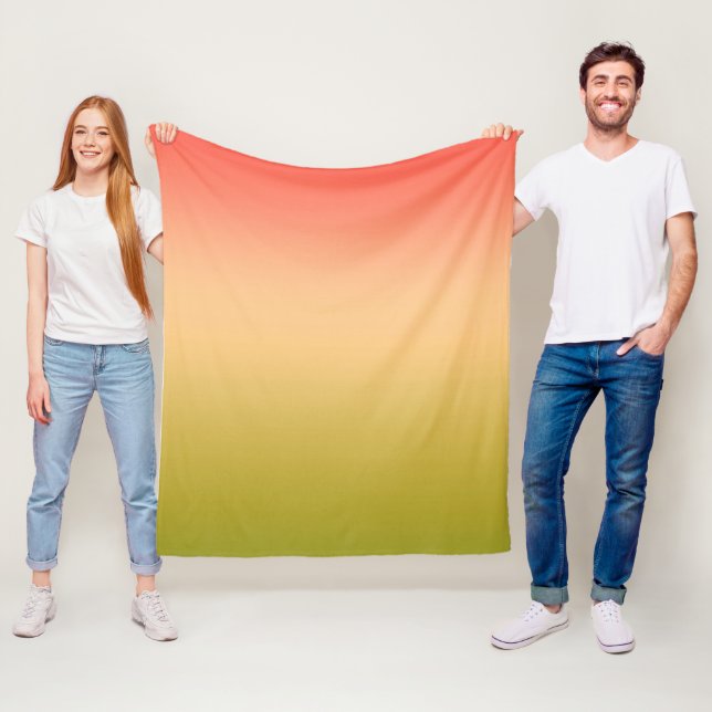 Couverture Polaire Gradient ombre corail blush chaux beige doux flou (En situation)