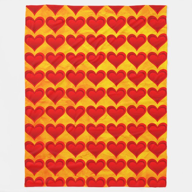 Couverture Polaire Gradients RED LOVE HEART + votre backgr. & idées (Devant)