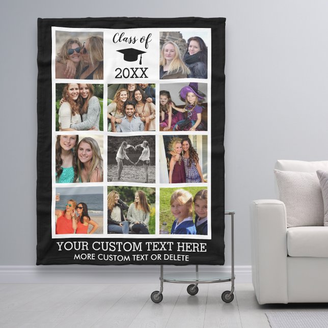 Couverture Polaire Graduation Custom Photo Collage Classe de mémoire (Créateur téléchargé)