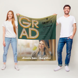 Couverture Polaire Graduation Parties scintillant d'or Fun Facts Clas