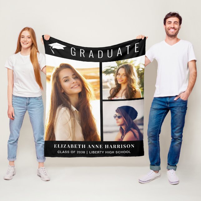 Couverture Polaire Graduation Photo Collage noir (En situation)