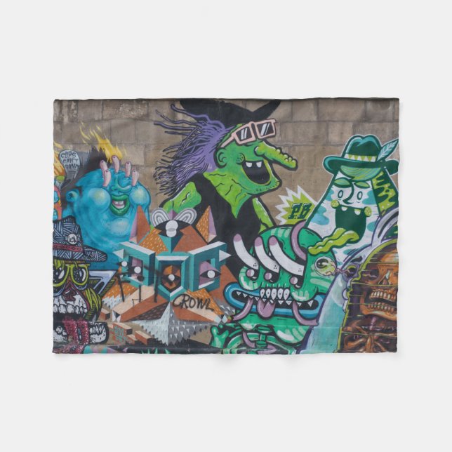 Couverture Polaire Graffiti de sorcière sauvage étrange (Devant (Horizontal))