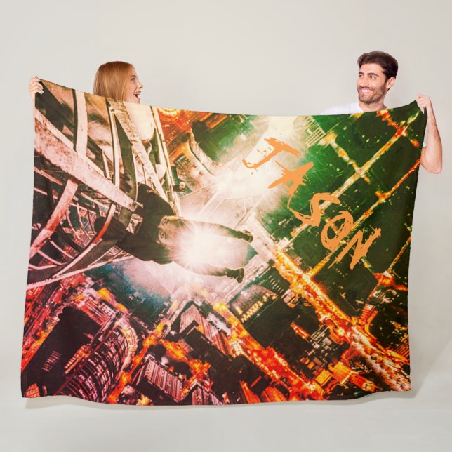 Couverture Polaire Graffiti Parkour personnalisé (En situation)