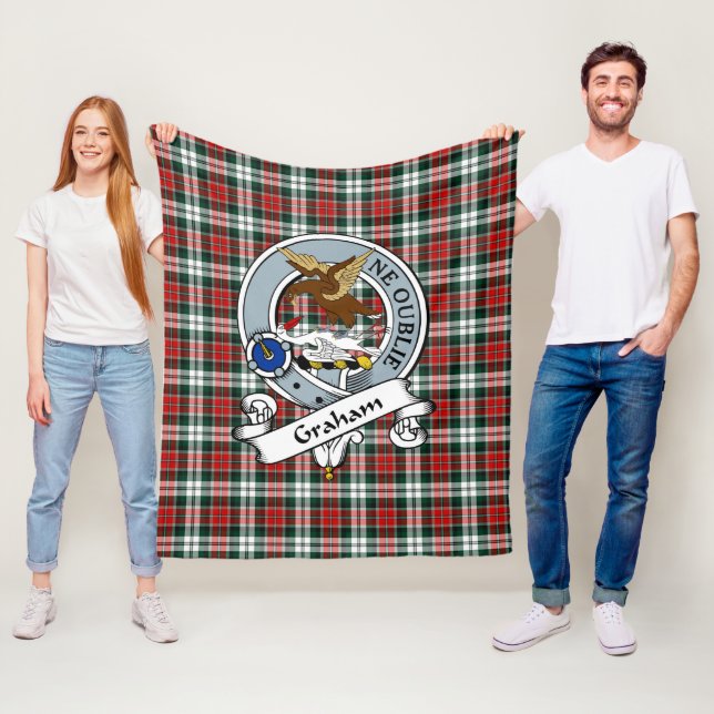 Couverture Polaire Graham Clan Badge Tartan Plaid (En situation)