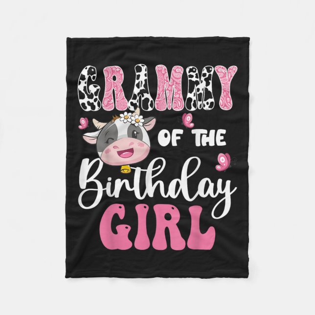 Couverture Polaire Grammy De L'Anniversaire Fille Ferme Vache 1er Ann (Devant)