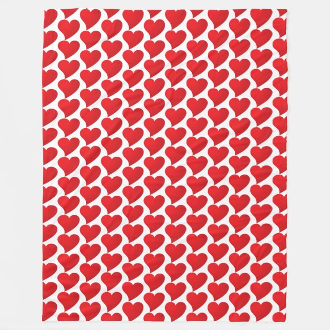 Couverture Polaire Grand Coeur Rouge, Amour, Saint Valentin blanc (Devant)
