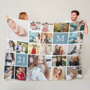Couverture Polaire Grand Collage Personnalisé d'anniversaire 21 ans a