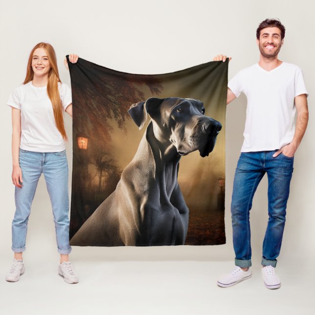 Couverture Polaire Grand Danois Halloween Épouvantable (En situation)