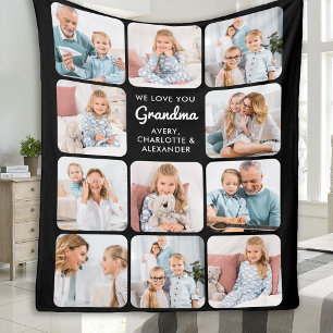 Couverture Polaire Grand-mère moderne Aimez-vous Personnalisé 11 Phot