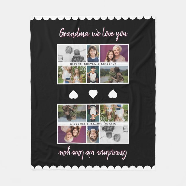 Couverture Polaire Grand-mère nous vous aimons Petits-enfants 6 Photo (Devant)