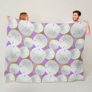 Couverture Polaire Grand motif de dollars de sable blancs Lavande
