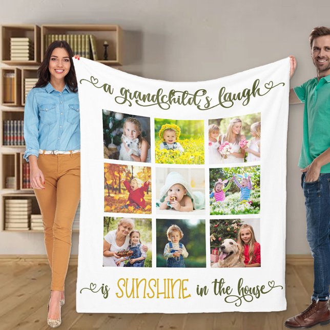 Couverture Polaire Grand-parent Photo Collage Grandchilds Laugh Citat (Créateur téléchargé)