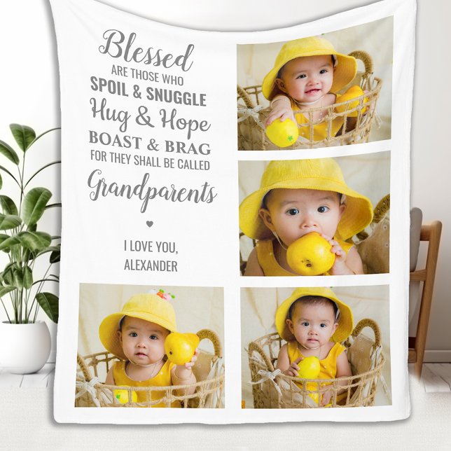 Couverture Polaire Grand-parents Grand-mère Grand-père Collage photo (Créateur téléchargé)