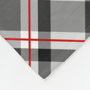 Couverture Polaire Grand Plaid moderne, noir, blanc, gris et rouge