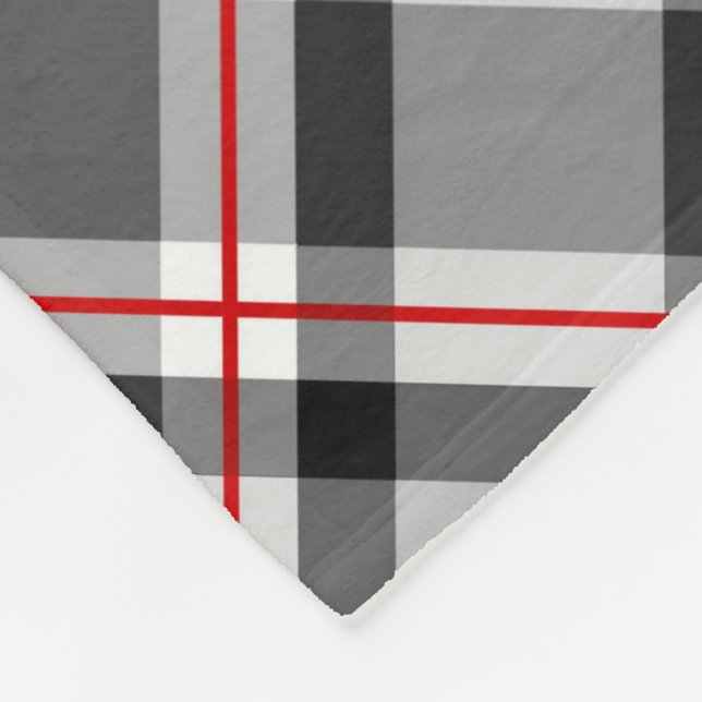 Couverture Polaire Grand Plaid moderne, noir, blanc, gris et rouge (Coin)