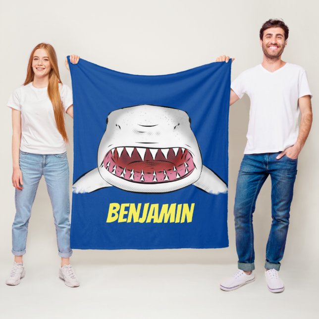 Couverture Polaire Grand requin blanc moyen dessin animé (En situation)