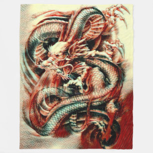 Couverture Polaire Grand Samurai classique Esprit Dragon Acrylique