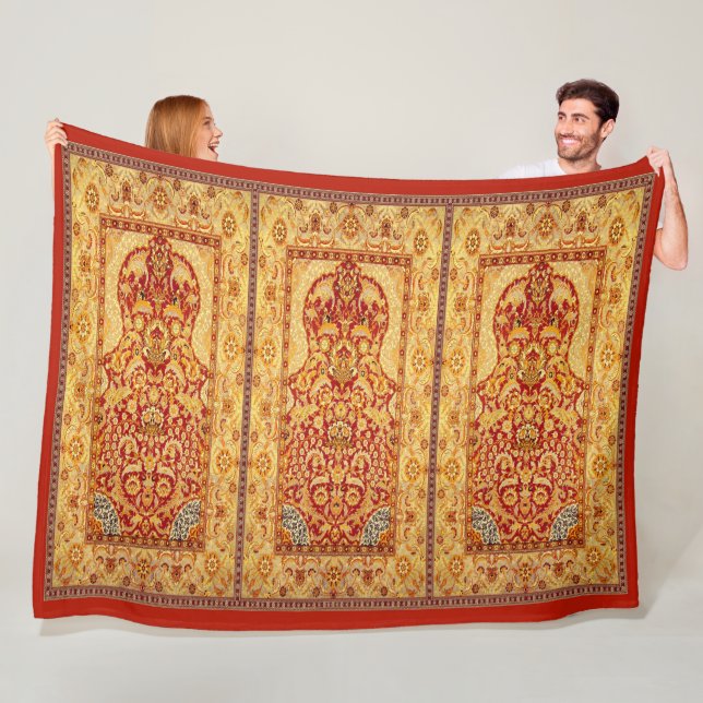 Couverture Polaire Grand tapis de prière musulman lavable à 3 personn (En situation)