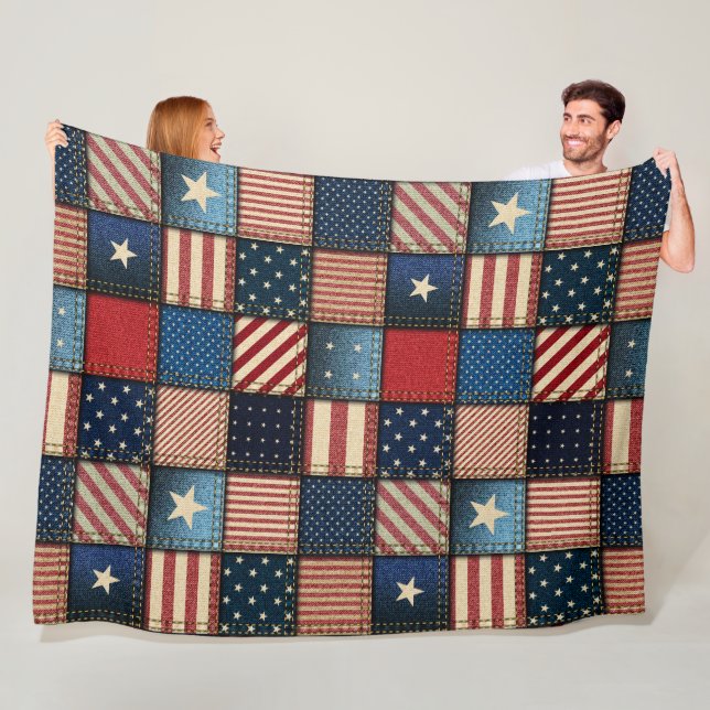 Couverture Polaire Grande image Americana Patchwork (En situation)