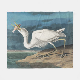 Couverture Polaire Grande Peinture de la faune d'Audubon Heron blanc