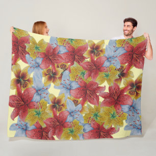 Couverture Polaire grandes et audacieuses fleurs colorées florales