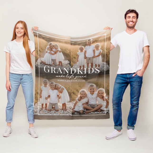 Couverture Polaire Grandkids Make Life Grand Grandparent Gift Photo (En situation)