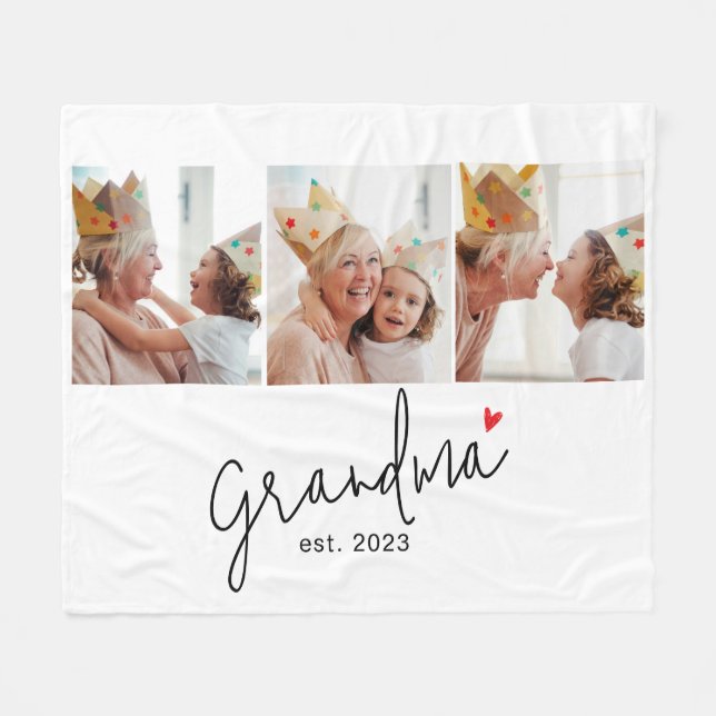 Couverture Polaire Grandma Established Elegant Script 3 Photo (Devant (Horizontal))