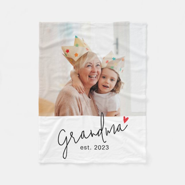 Couverture Polaire Grandma Established Modern Script Photo (Devant)