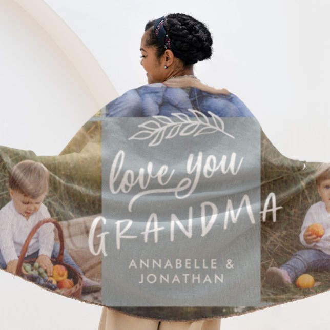 Couverture Polaire Grandma gift 8 photo grandchild simple typography (Créateur téléchargé)