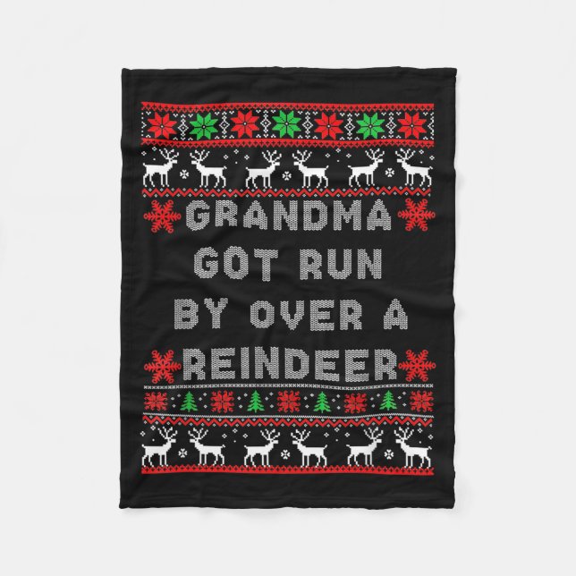 Couverture Polaire Grandma Got Run Over By A Reindeer Ugly Costume Fu (Devant)