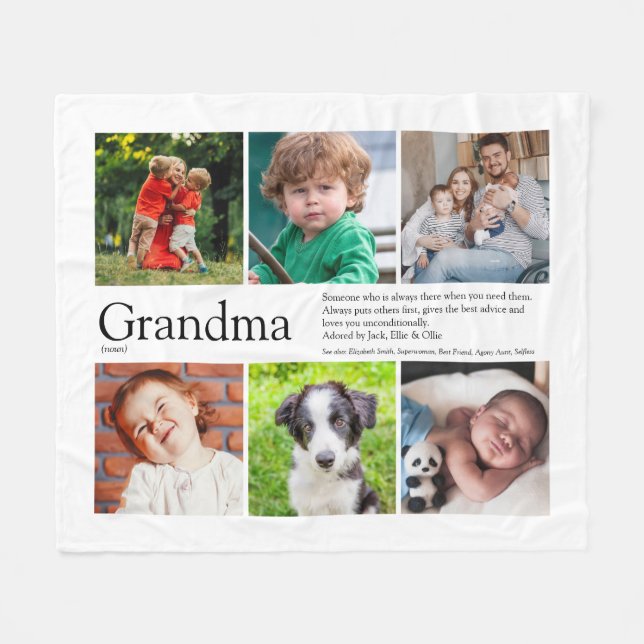 Couverture Polaire Grandma Granny Définition Collage Photo (Devant (Horizontal))