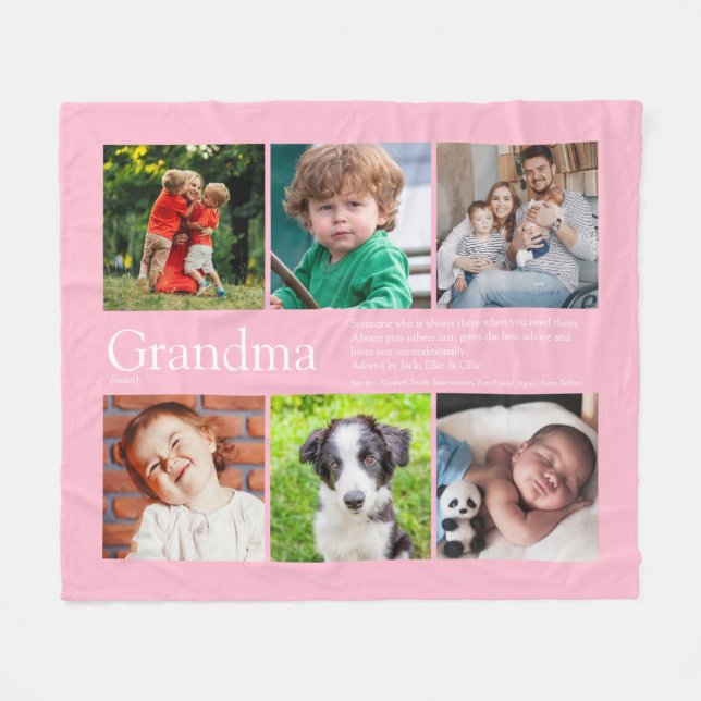 Couverture Polaire Grandma Granny Définition Collage Photo Rose (Devant (Horizontal))