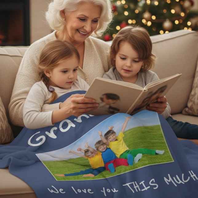 Couverture Polaire Grandma We Love You This Much Photo Christmas Gift (Créateur téléchargé)