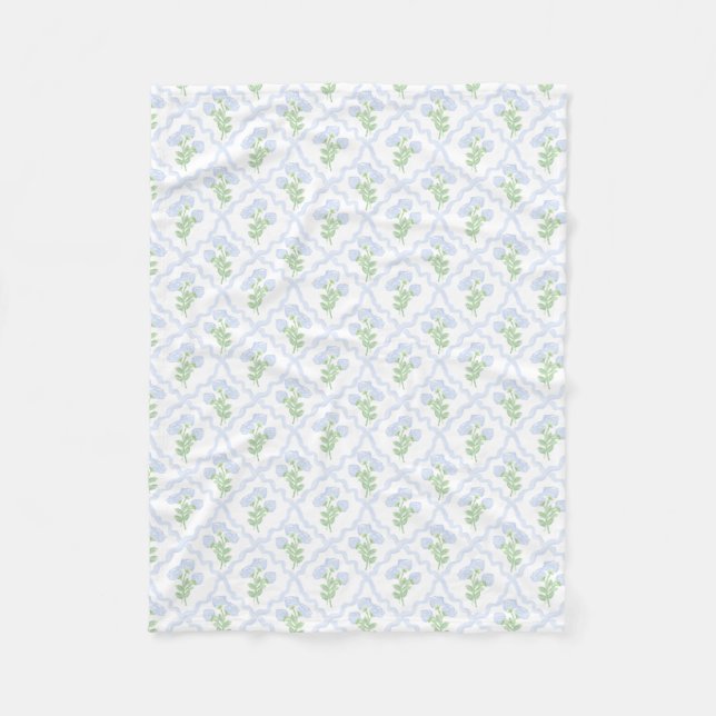 Couverture Polaire Grandmillennial Preppy Hydrangeas Trellis (Devant)