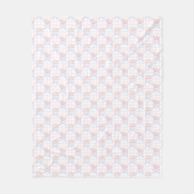Couverture Polaire Grandmillentenaire Préppy Pink Bows Fleurs (Devant)