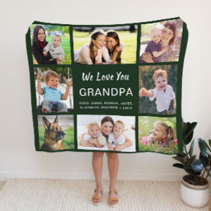 Couverture Polaire Grandpa 8 photo Collage vert