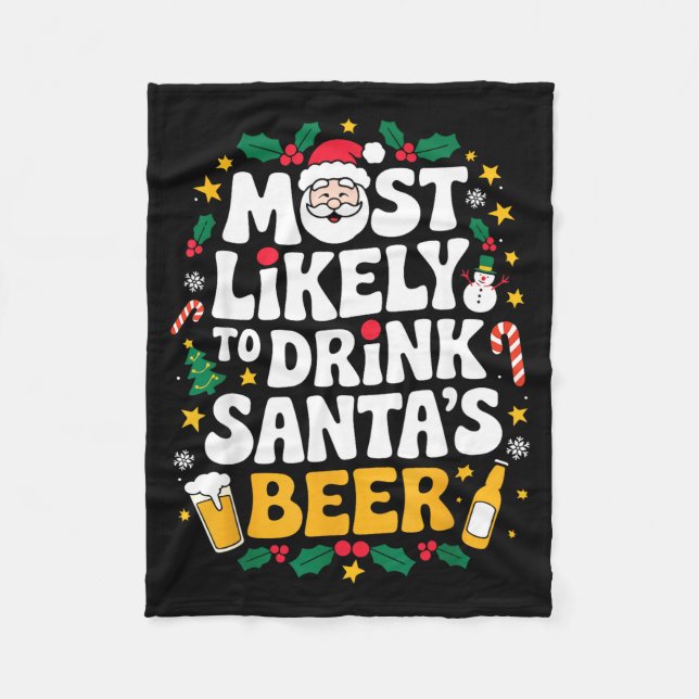 Couverture Polaire Grandpa Christmas Men Dad Most Likely To Drink San (Devant)