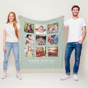 Couverture Polaire GRANDPARENTS CADEAUX DE PHOTOS - Vert Sage