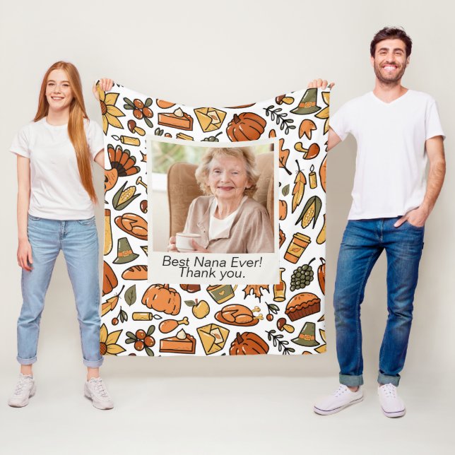 Couverture Polaire Grandparents de Thanksgiving Cadeau Automne Feuill (En situation)