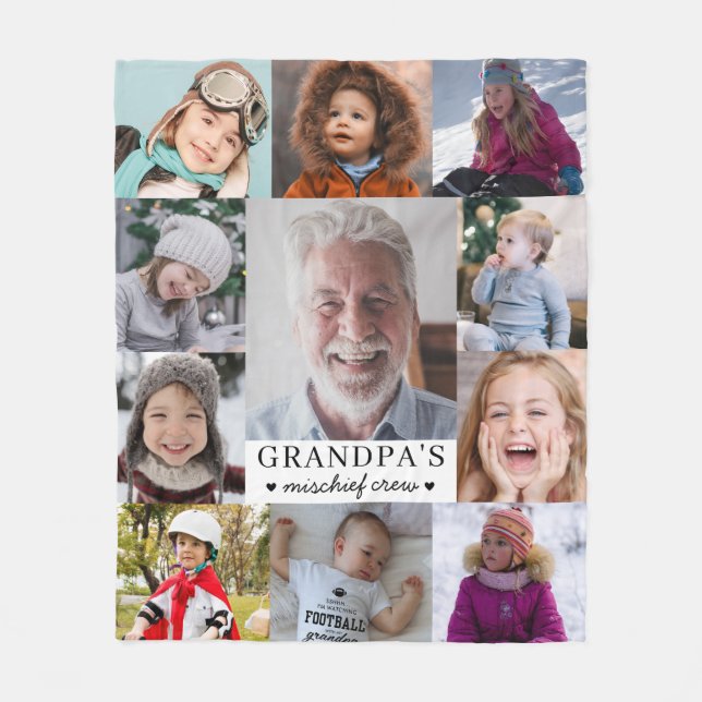 Couverture Polaire Grandpa&#x27;s Mischief Crew Photo Collage Keepsake (Devant)