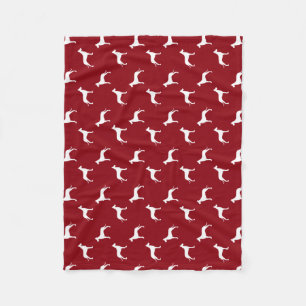 Couverture Polaire Grands Danois Silhouettes Motif Rouge et Blanc