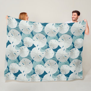 Couverture Polaire Grands dollars en sable blanc motif bleu