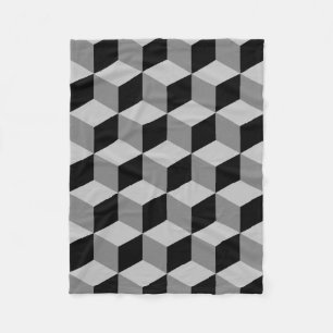Couverture Polaire Grands noir et gris de motif de cube