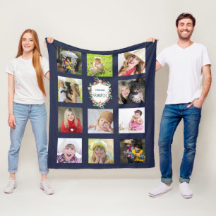 Couverture Polaire GRANDS-PARENTS Photo Collecte Blanche Petits-enfan
