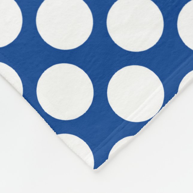 Couverture Polaire Grands points rétro - blanc et bleu cobalt (Coin)