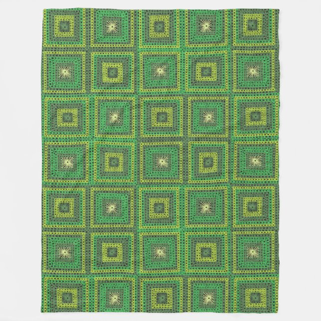 Couverture Polaire Granny Carré Green Fleece Blanche (Devant)