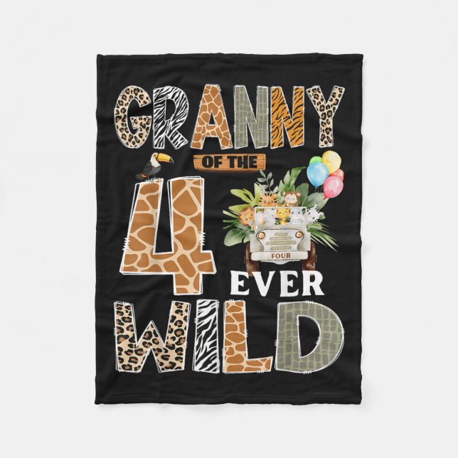 Couverture Polaire Granny Of The Four Ever Wild Safari 4th Birthday B (Devant)