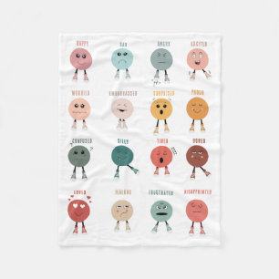 Couverture Polaire Graphique de faces des émotions colorées mignonnes