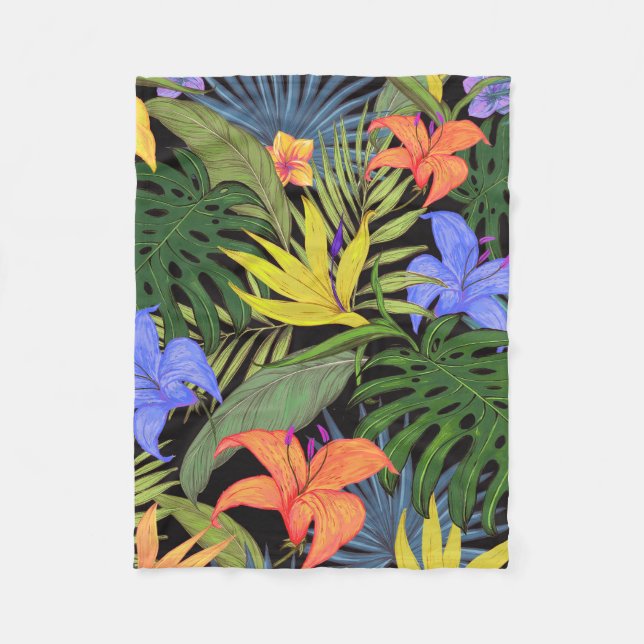 Couverture Polaire Graphique de fleur d'Aloha de Hawaii tropical (Devant)